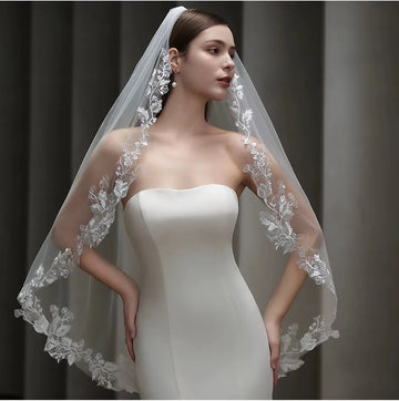 White Bridal Veil Leaf Lace Wedding Veils For Brides Evening Dinner Party Dress Women Girl Gifts Hair Accessories Jewelry a