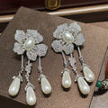 Vintage Flower Bridal Earrings Pearl Zirconia Wedding Earring For Brides Bridesmaids Accessories Women Birthday Gifts Jewelry