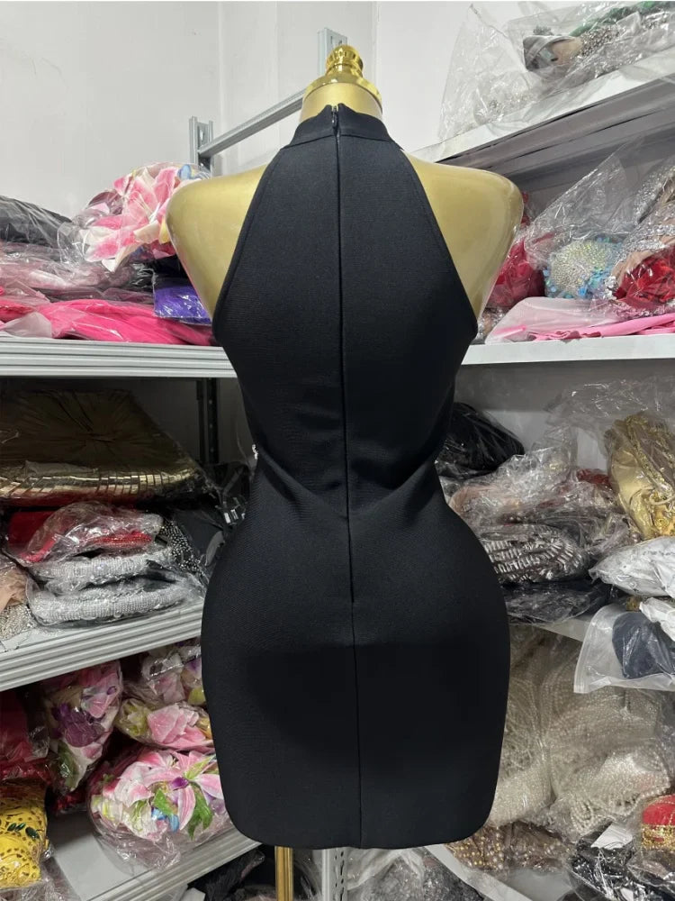 Red Black Color Women Sexy Off the Shoulder Shinning Crystal Bodycon Mini Bandage Dress Nightclub Party Bar Singer Birthday Wear