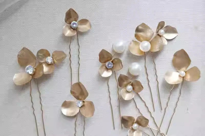 Wedding Accessories Flower Head Pieces Vintage Gold Silver Color Hair Pins Clips For Brides Bridesmaids Hairpins Bridal Jewelry