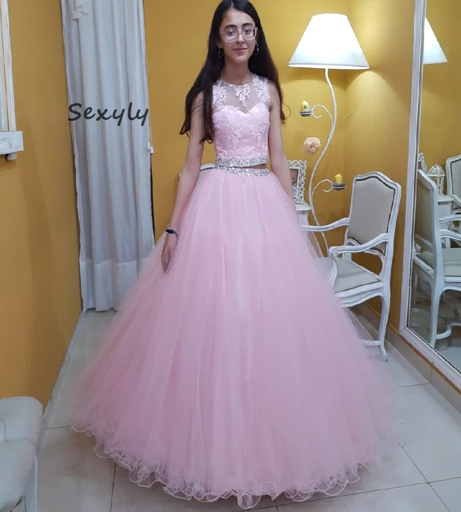 Elegant 2 In1Pink Quinceanera Dresses Detachable Skirt 2025 Beaded Lace Short Vestido De 15 Años Xv Para Pageant Prom Customized Pink