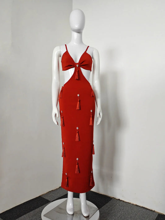 New Summer Women Sleeveless Sexy Strap V-Neck Bodycon Long Bandage Dress Celebrate Fashion Mermaid Evening Party Dress