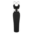 Arrival Sexy Hollow Out Halter Long Bandage Dress Fashion‘s Sexy Woman Package Hips Bodycon Dress Summer Vocation Vestido black