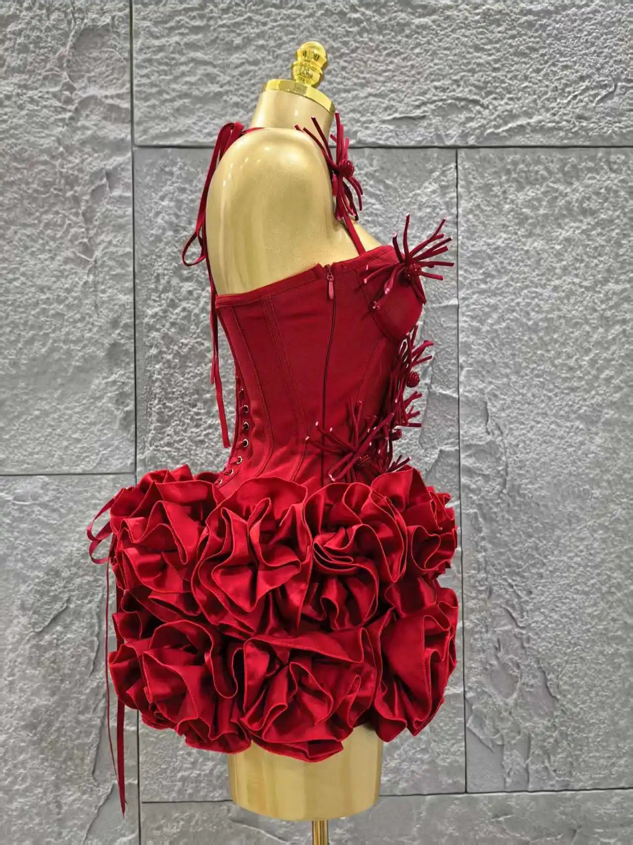 Christmas Style Women Sexy Strapless Florlas 2 PIeces Bodycon Mini Bandage Dress Nightclub Party Wedding Mermaid Outfit