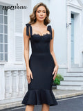 Sexy Women'S Lace Patchwork Bandage Dress Spaghetti Strap Lace Up Sleeveless Bodycon Backless Midi Dress Evening Party Vestidos