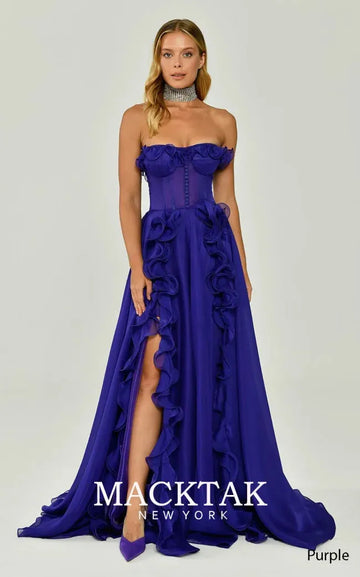 Strapless A-line Chiffon Prom Dress Sleeveless Elegant Floor-Length Backless Evening Gown As Picture