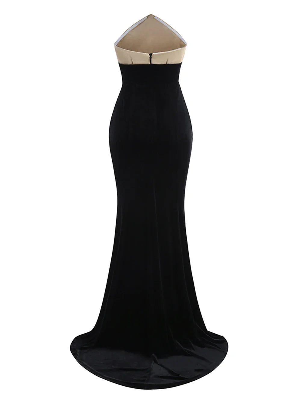 UpAvonu Elegant Strapless Patchwork Velvet Mermaid Long Dress Women Sexy Sleeveless Folds Slim Evening Runway Party Gown