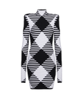 Spring Women Long Sleeve Plaid Bodycon Mini Bandage Dress Fashion Celebrate Evening Party Outfit Vestido