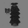 Women Sexy Strapless Ruffle Slim Maxi Dress for cummerbund Elegant Sleeveless Lady Evening Party Gowns Female Robes black