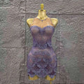 Purple Color Women Sexy Sleeveless Shinning Dimonds Bodycon Mini Dress Mesh See Through Celebrate Birthday Party Stage Wear