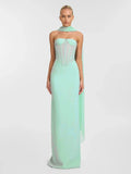 Elegant Strapless Scarf Tight Long Dress For Women'S Sexy Backless Sleeveless Vestidos Celebrity Evening Party Gowns