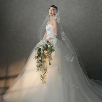 300cm Long Flower Bridal Veil Lace Wedding Veils For Evening Dinner Party Dress Women Gift Hair Accessories Brides Jewelry a