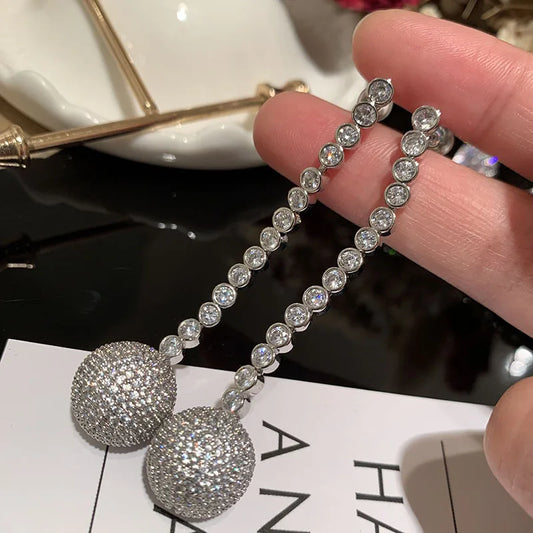 Luxury Zircon Bridal Earrings Cubic Zirconia Wedding Drop Earring For Brides Accessories Women Party Evening Dress Jewelry a Clear