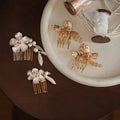 Vintage Gold Color Hair Comb Clip Flower Leaf Head Piece For Brides Bridesmaids Pearl Hairpin Bridal Jewelry Wedding Accessories