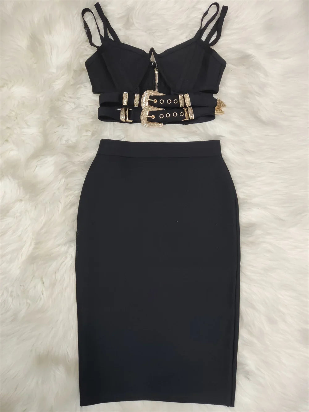 3 Colors Women Sexy Tops Skirts Set Rayon Bandage Fashion Nightclub Party Wear Women's Set High Quality