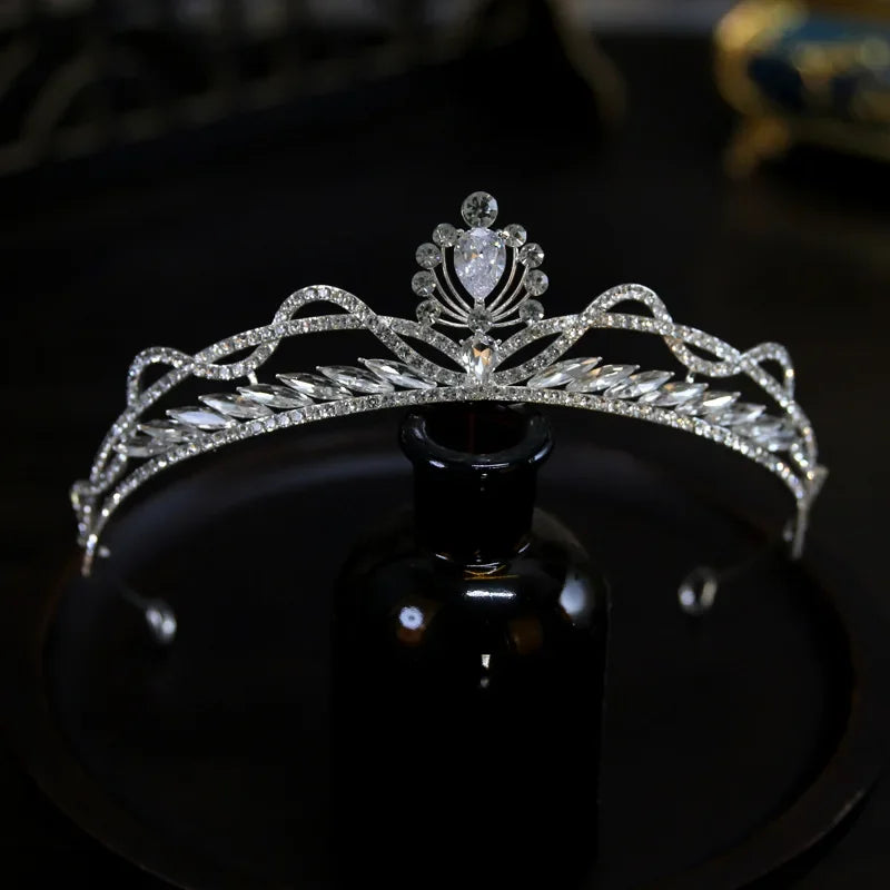 Crystal Crowns For Queen Wedding Hair Accessories Princess Bridal Tiara Crown For Women Pageant 15 Years Party Prom Headdress as picture