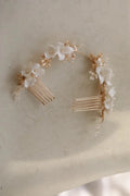 Bridal Jewelry Porcelain Flower Headband Hairband Vintage Gold Color Headpiece Headdress Brides Hair Comb Wedding Accessories