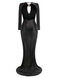 New Arrival Women Long Sleeve Sexy Keyholes Bodycon Floor-length Dress Elegant Evening Party Prom Runway Fashion Dress