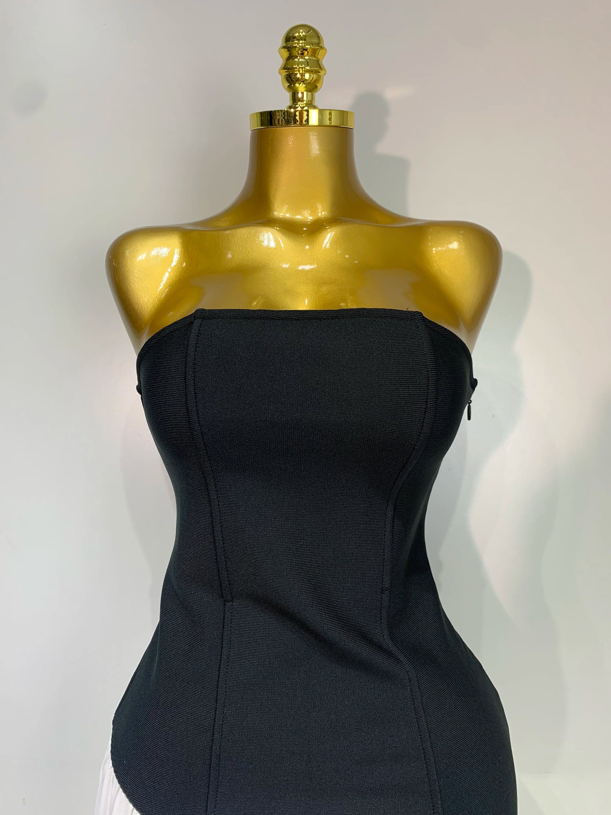 Sexy Strapless Backless Patchwork Maxi Long Bodycon Bandage Dress Celebrity Elegant Evening Party Luxury Birthday Dress