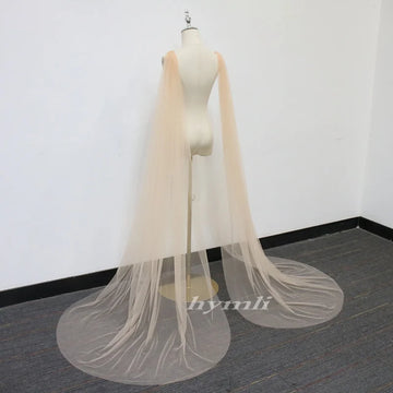 Detachable Wine Red Tulle Bridal Wings Shoulder Cape Veil Polyester Minimalist Wedding Cape Champagne