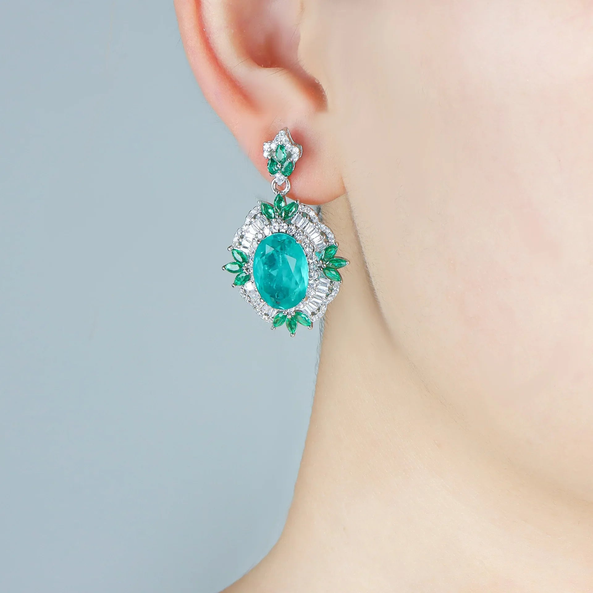 Luxury Green AAA Zircon Bridal Earrings CZ Cubic Zirconia Wedding Earring For Brides Accessories Women Gift Dinner Party Jewelry