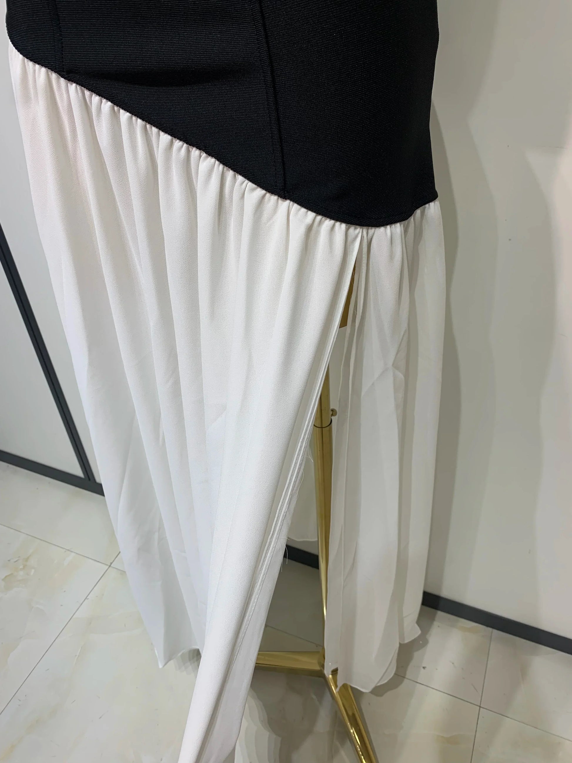 Sexy Strapless Backless Patchwork Maxi Long Bodycon Bandage Dress Celebrity Elegant Evening Party Luxury Birthday Dress