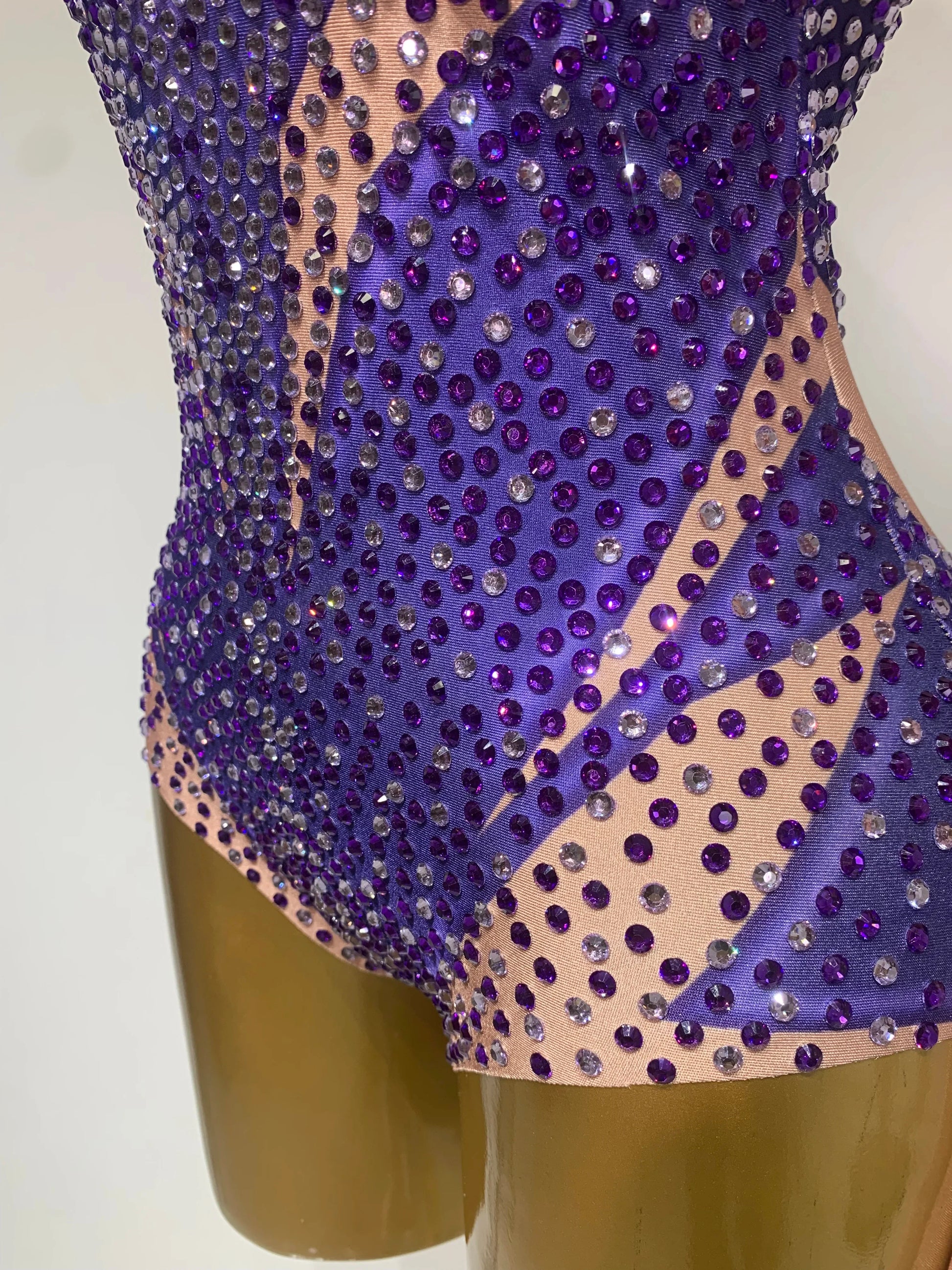 High Quality Luxury Rhinestone Elastic Long Sleeved Bodysuit Club Singer Dancer Stage Performa Costume Evening Party Outfit