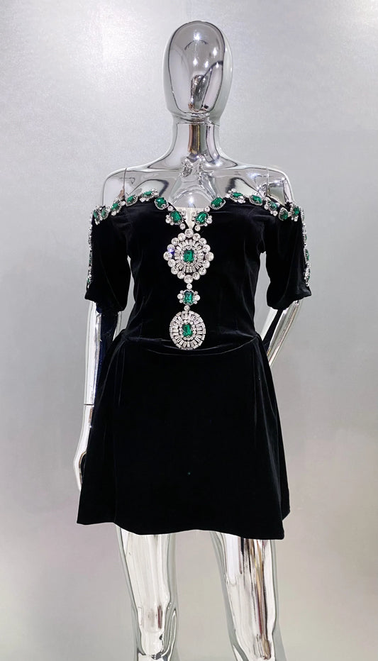 Spring Women Sexy Strapless Half Sleeve Shinning Rhinestones Bodycon Mini Velvet Dress Celebrate Birthday Cocktail Dress