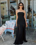 Black Color Women Sexy Strapless Off the Shoulder Mesh Long Bandage Dress Celebrate Evening Party Birthday Outfit Vestido