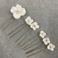 Porcelain Flower Hairpins White Floral Hair Pins Clips For Brides Bridesmaids Head Pieces Wedding Accessories Bridal Jewelry