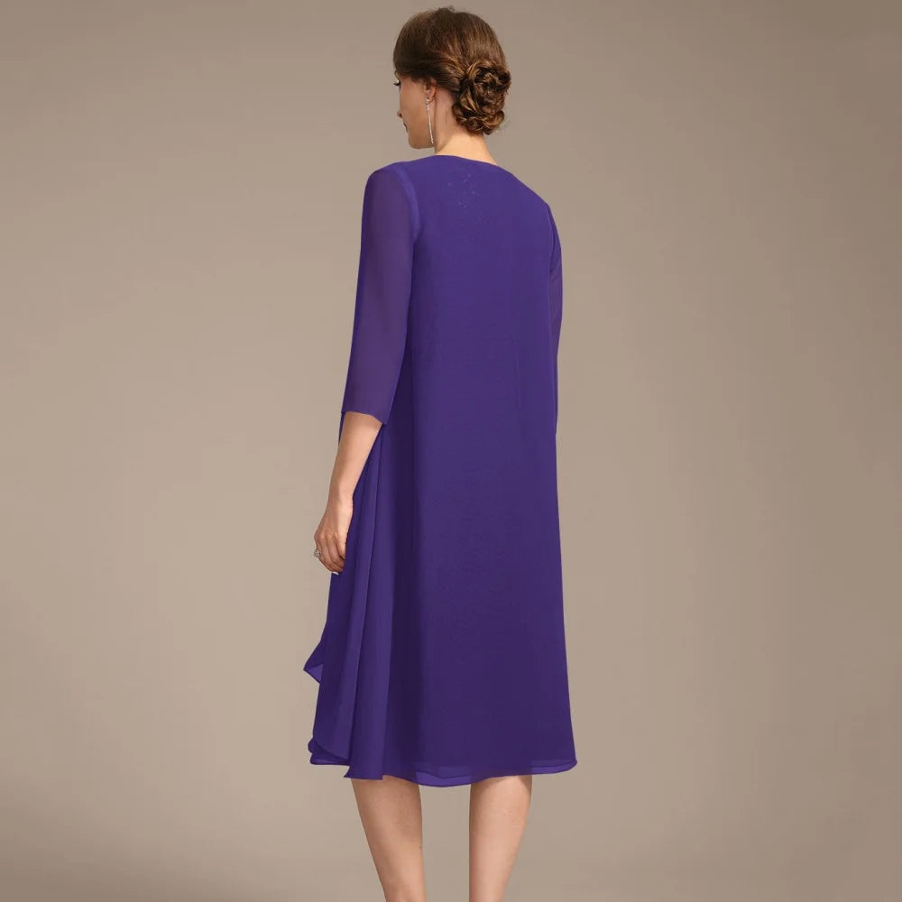 Chiffon Customized Mother Dresses A Line Evening Gowns V Neck Lace Elegant Bride Party Dress robes invitée mariage