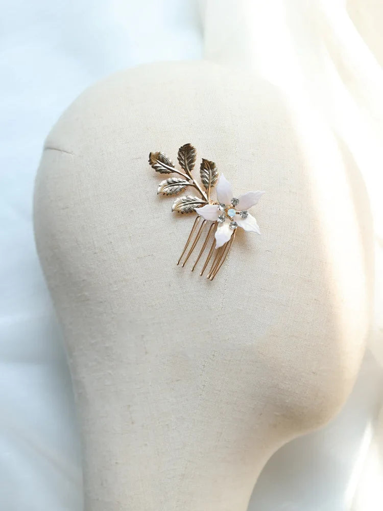 Wedding Accessories Gold Color Flower Hair Comb Pin Clip Crystal Hairpins For Brides Bridesmaids Leaf Head pieces Bridal Jewelry