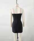 Black Color Women Sexy Strapless Shinning Rhinestones Bodycon Mini Bandage Dress Nightclub Party Celebrate Fashion Outfit