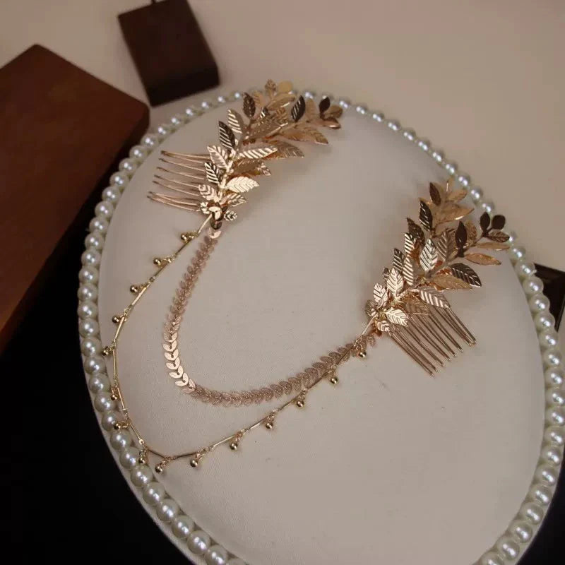 Wedding Accessories Vintage Hair Comb Pin Clip Gold Color Hairpin For Brides Bridesmaids Gift Leaf Head Piece Bridal Jewelry