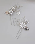 Crystal Rhinestones Hair Clip Pin Silver Color Hairpin Brides Women Girl Flower Head Piece Wedding Accessories Bridal Jewelry c
