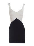 Spring Sexy Women's Color blocked Bandage Dress Camisole Sleeveless Bodycon Mini Dresses Cocktail Evening Party Vestidos black