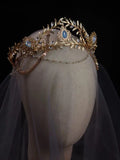 Vintage Gold Color Headband Brides Tiaras and Crowns Crystal Leaf Headpiece Headwear Wedding Accessories Bridal Hair Jewelry