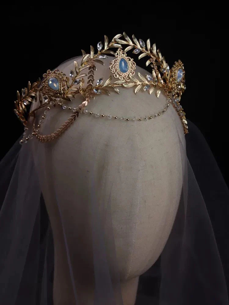 Vintage Gold Color Headband Brides Tiaras and Crowns Crystal Leaf Headpiece Headwear Wedding Accessories Bridal Hair Jewelry