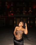 Black Color Women Sexy Lace Strapless Long Bandage Dress Celebrate Fashion Nightclub Party Birthday Outfit New Style