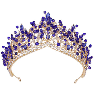 Crystal Heart-Shaped Baroque Wedding Tiara Crown for Bride Headdress as picture
