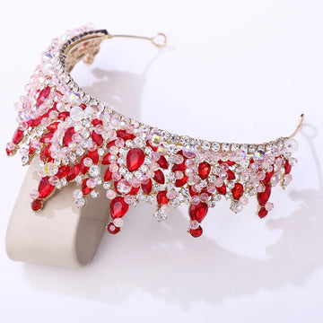 Crystal Heart-Shaped Princess Queen Tiara Crown Silver Gold Bridal Wedding Diadem Hair Accessory as picture