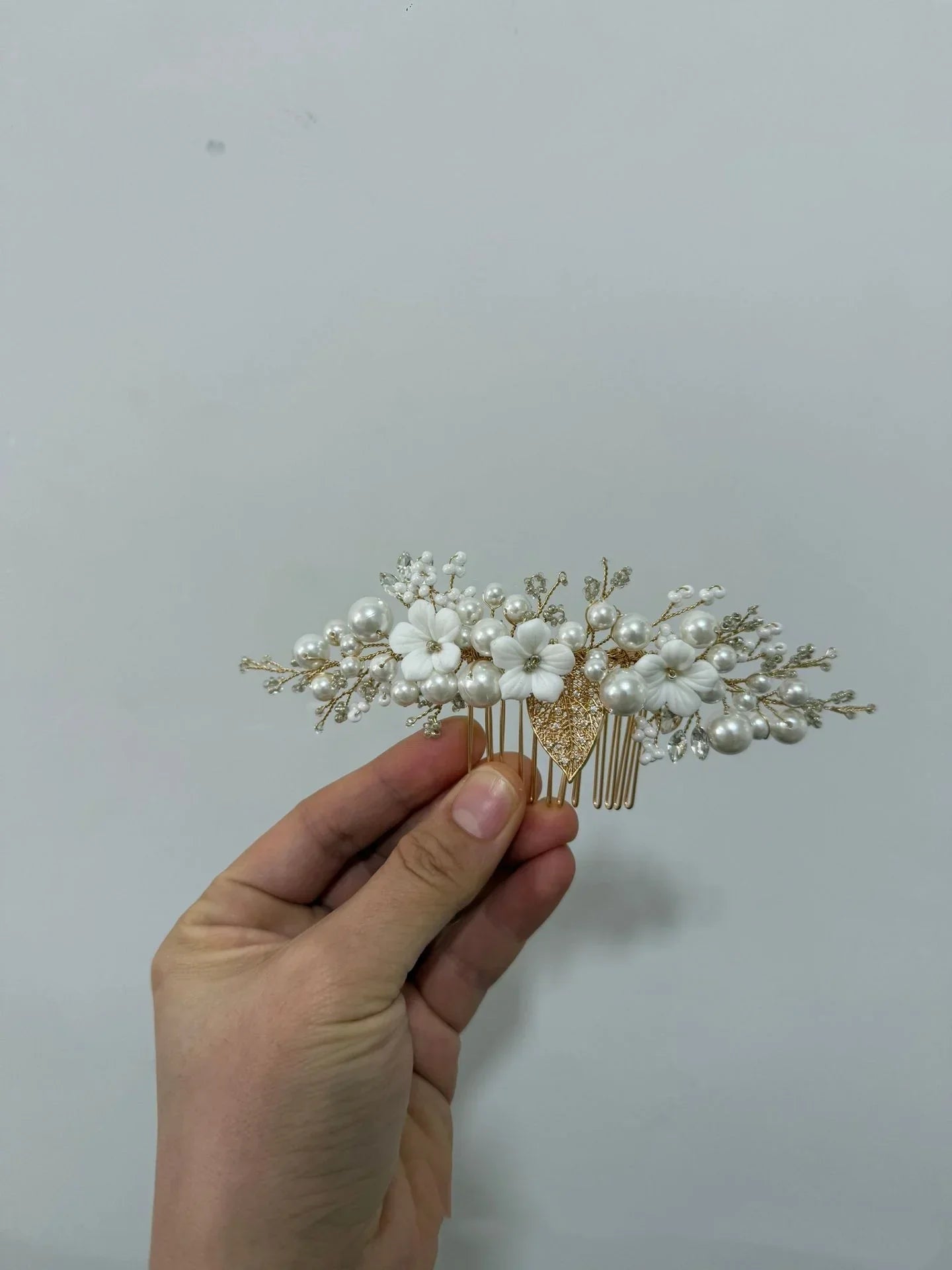 Flower Bridal Hair Comb Headpieces For Wedding Hair Accessories Pearl Bride Hairpin Hair Clips Prom Wedding Hair Piece Headdress gold 1