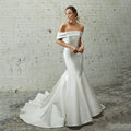 Women Mermaid Wedding Dresses Off The Shoulder Backless Bridal Dress Formal Evening Wedding Prom Gowns Customized WHITE