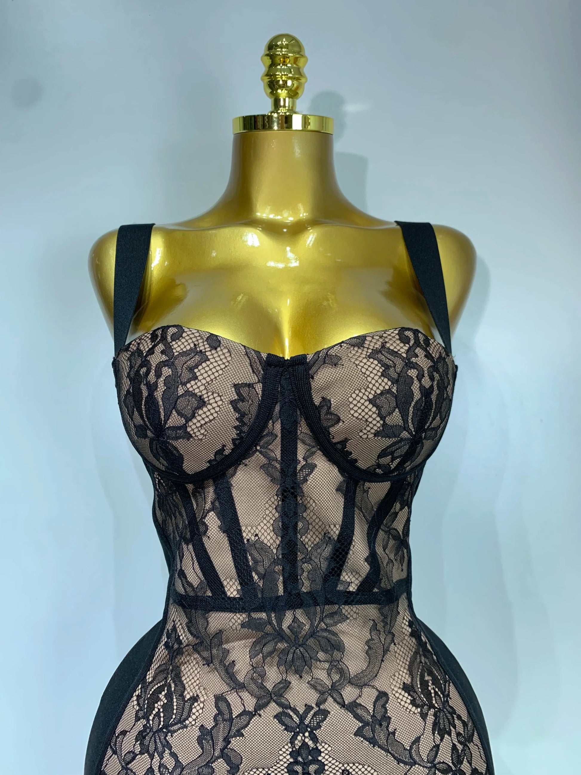 Sexy Black Lace Bodycon Bandage Dress Arrivals Women Luxury Vintage Elegant Evening Party Dress Birthday Club Vestido