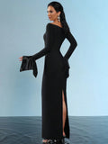 2024 New Elegant Women's Long Bandaged Dress O-neck Long Sleeve Bodycon Dress Cocktail Evening Party Christmas Vestidos