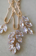 Bridal Jewelry Zircon Crystal Hair Pins Clips Leaf Hairpins For Brides Women Vintage Gold Color Head Pieces Wedding Accessories gold color
