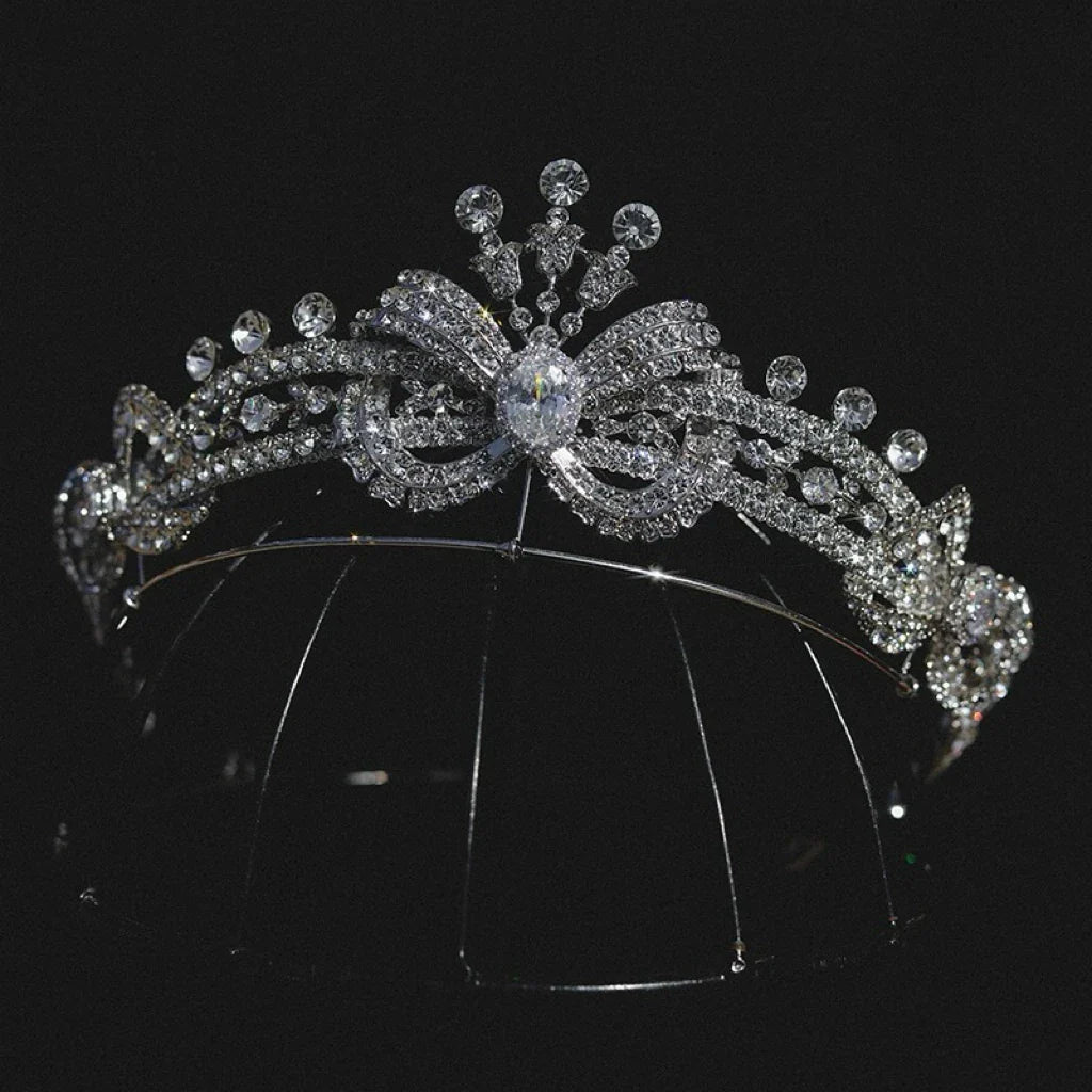 Rhinestones Crystal Tiaras and Crowns Women Headband For Brides Princess Queen Headpiece Wedding Accessories Bridal Hair Jewelry silver color