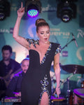 Top Quality Women Short Sleeve Shinning Crystal Bodycon Bandage Long Dress Celebrity Singer Performance Costume Stage Wear