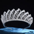Zircon Tiaras and Crowns Zirconia Leaf Headpiece For Brides Women Pageant Prom Headband Wedding Accessories Bridal Hair Jewelry a