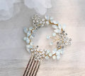 Gold Silver Color Hair Pin Clip Crystal Head Piece For Bride Bridesmaids Women Opal Hairpin Bridal Jewelry Wedding Accessories gold color